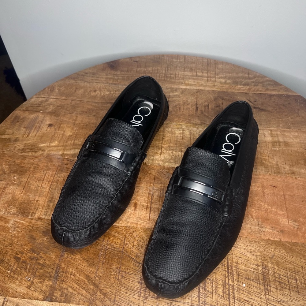 Calvin Klein Men's Black Slip-On Penny Loafers